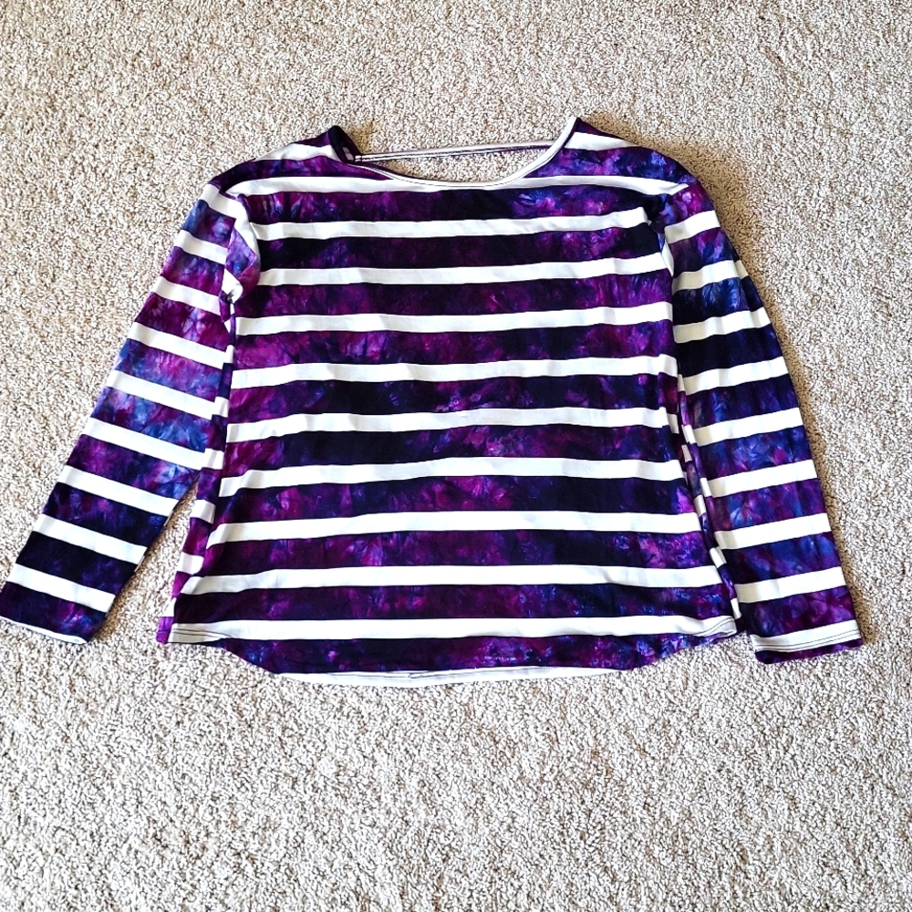Tie dye stripe open twist back top